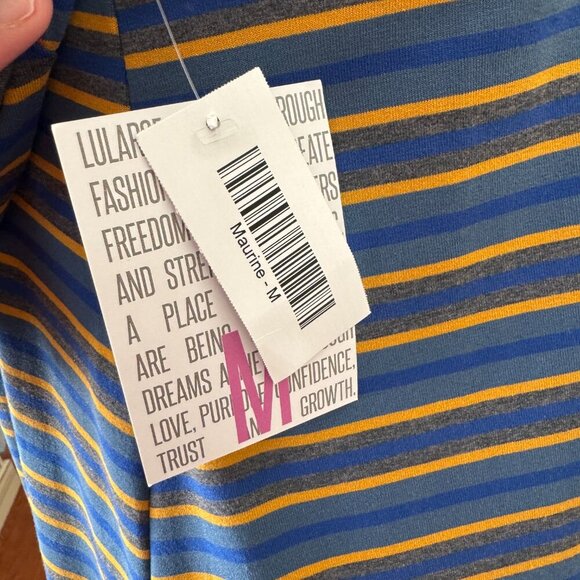 NWT LuLaRoe Maurine Dress Royal Blue, Slate Blue, and Medium Yellow Sz Medium - Picture 6 of 8
